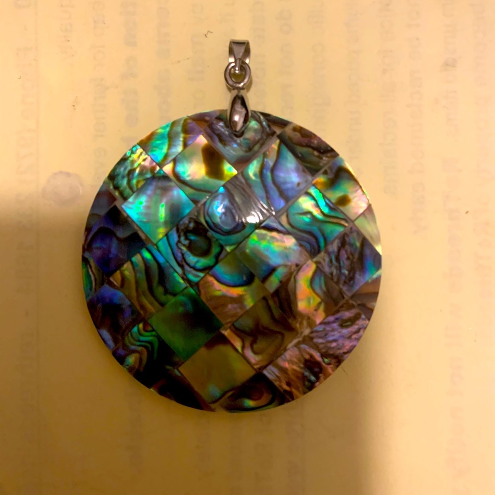 Crushed oyster shell pendant
